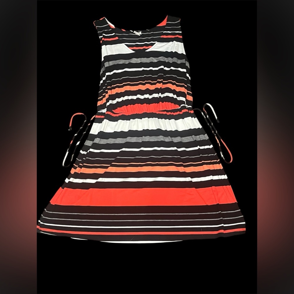 Merona Womens 2XL‎ Striped Sleeveless V-Neck Waist Defined Dress